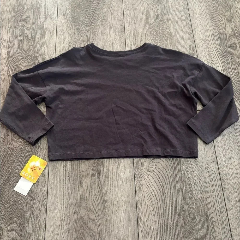 Roxy Black and Pink Graphic Crop Top